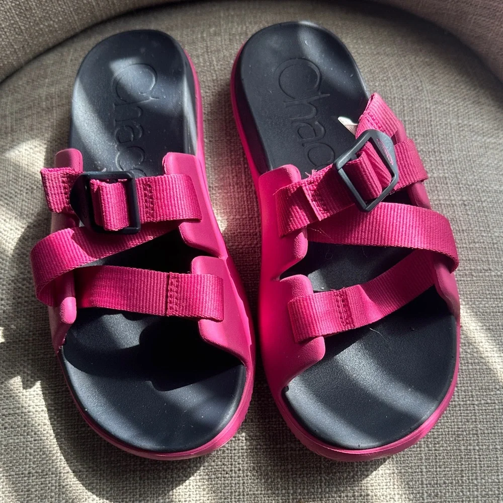 Chaco Magenta Dual-Strap Slide Sandals